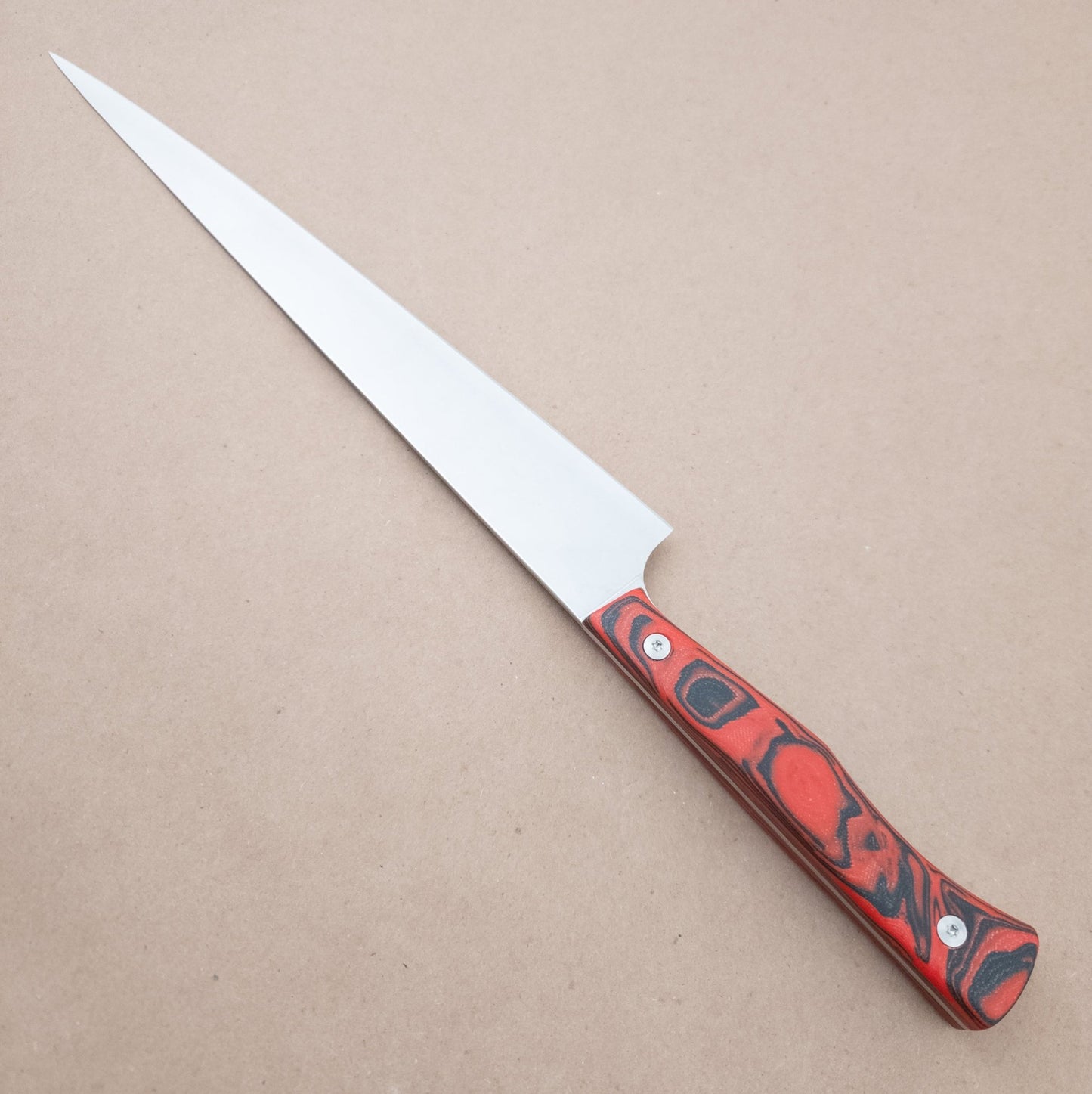 10" Town Cutler Culinary 2.0 Slicer Red and Black Burl G - 10 Handle right side - District Cutlery