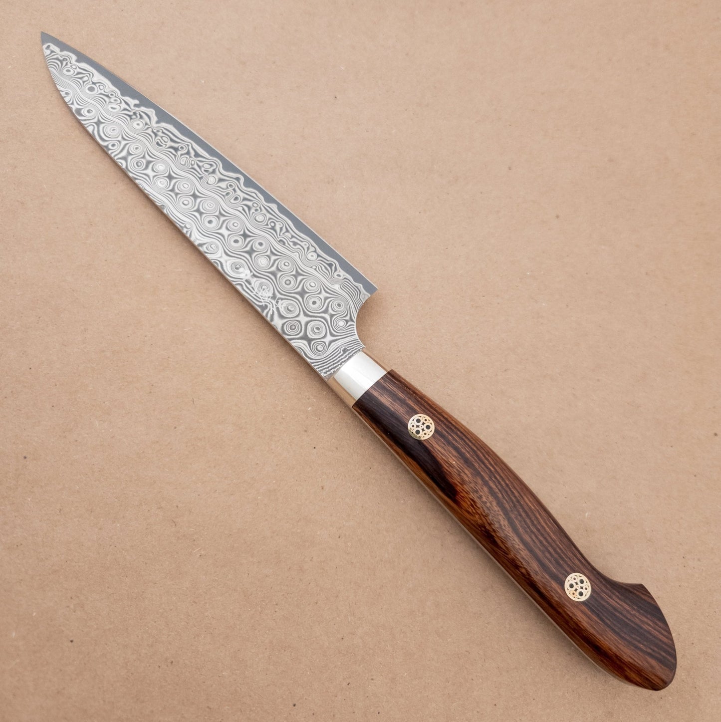150mm Nigara SG2 Anmon Damascus Petty Utility Ironwood right side - District Cutlery
