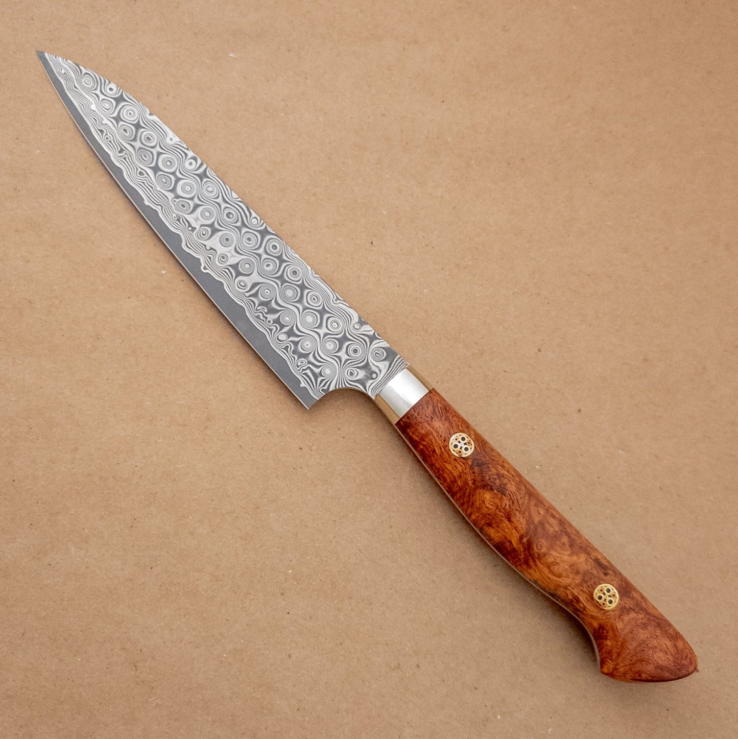 150mm Nigara SG2 Anmon Damascus Petty Utility Yo Handle left side - District Cutlery