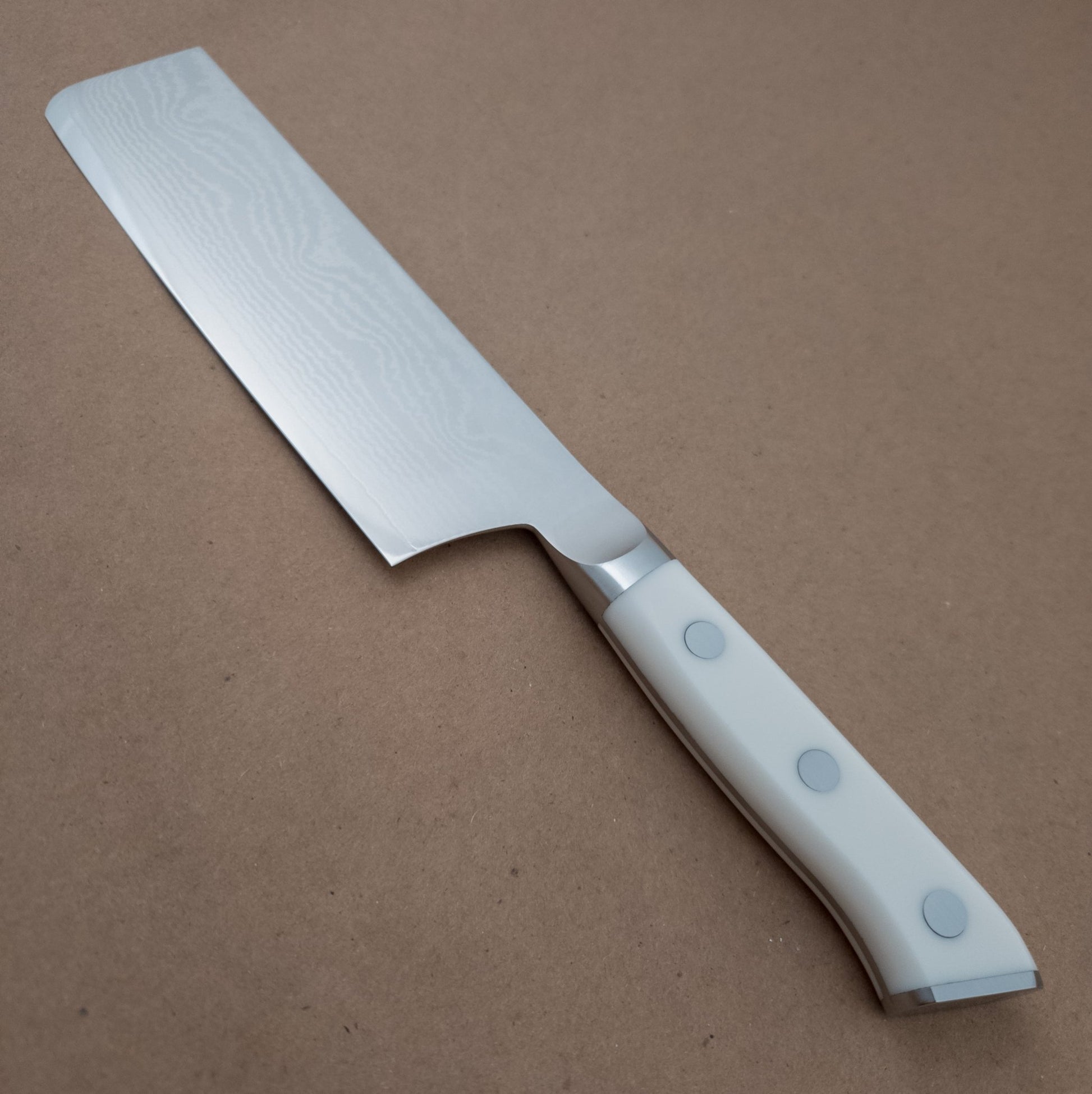 165mm MCUSTA ZANMAI Classic VG10 Damascus Nakiri Yo Handle - lwft side - District Cutlery