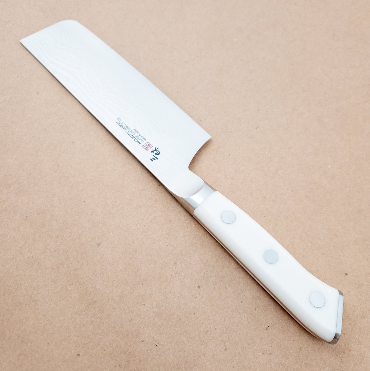 165mm MCUSTA ZANMAI Classic VG10 Damascus Nakiri Yo Handle - right side- District Cutlery