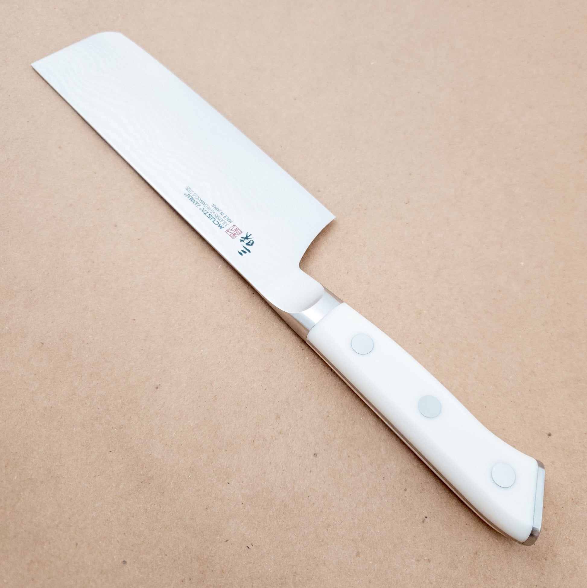 165mm MCUSTA ZANMAI Classic VG10 Damascus Nakiri Yo Handle - right side- District Cutlery