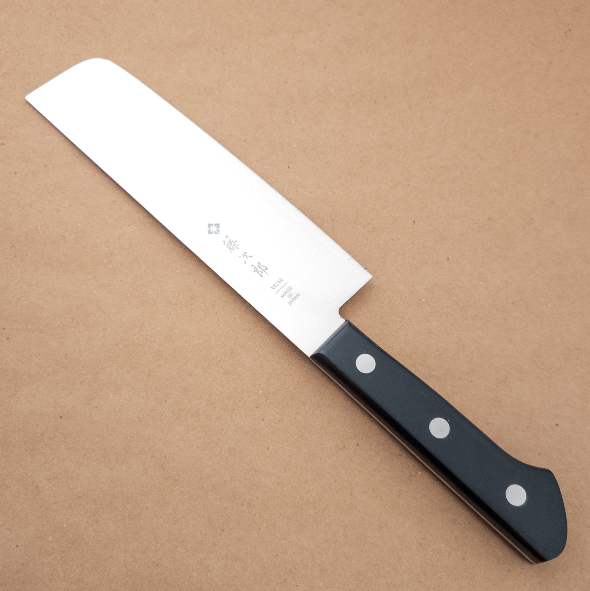 165mm Tojiro Basic Damascus VG10 Nakiri Yo Handle right side- District Cutlery