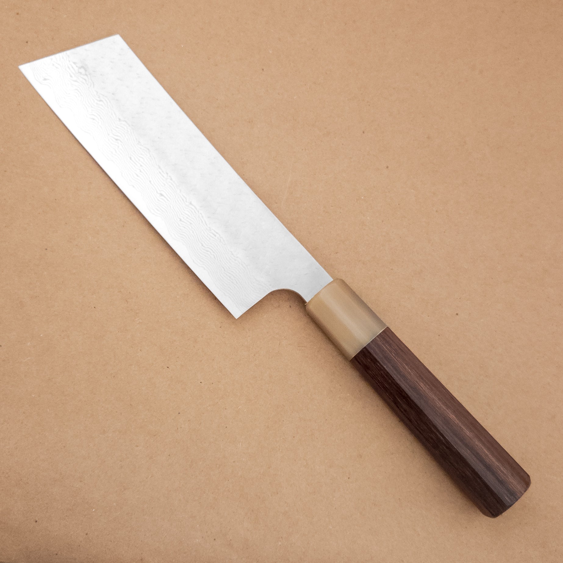 170mm Nigara STRIX Damascus Wa Nakiri left side - District Cutlery