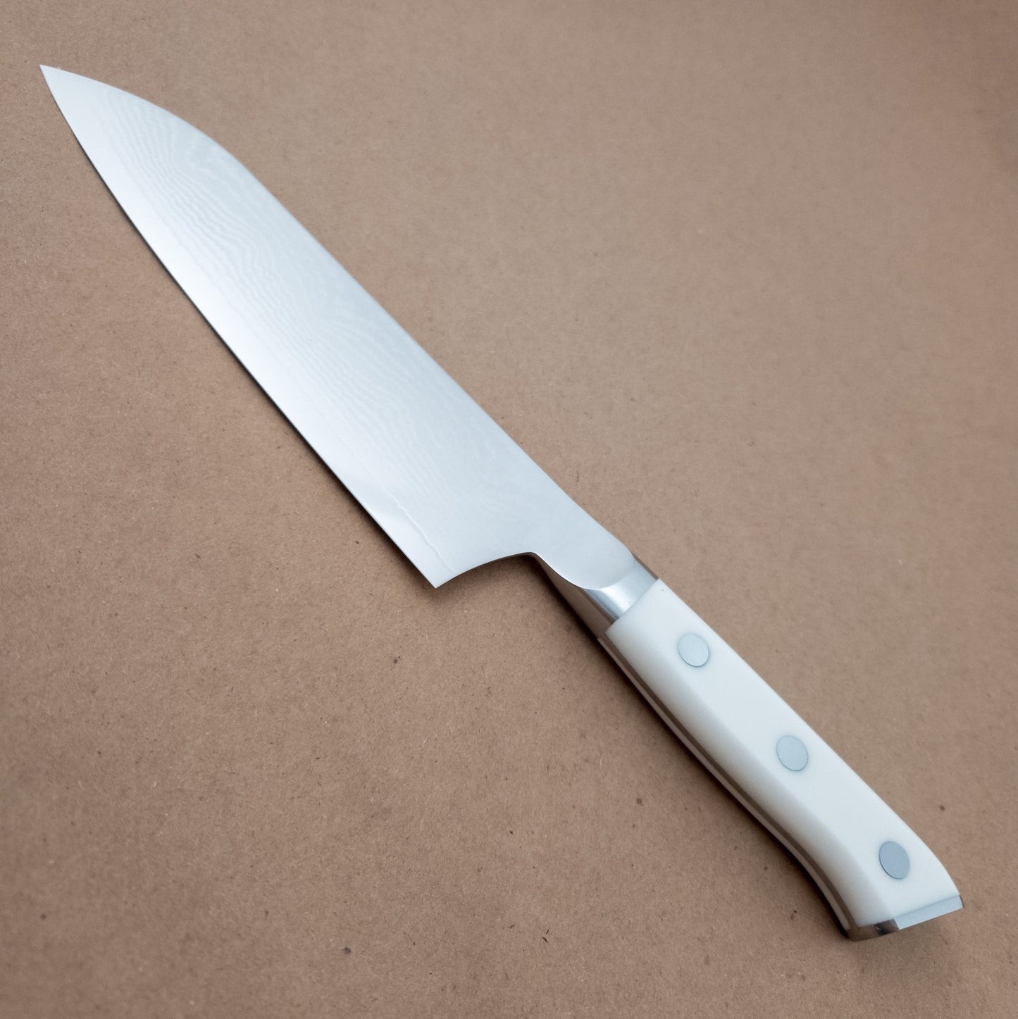 180mm MCUSTA ZANMAI Classic VG10 Damascus Santoku Yo Handle - left side- District Cutlery