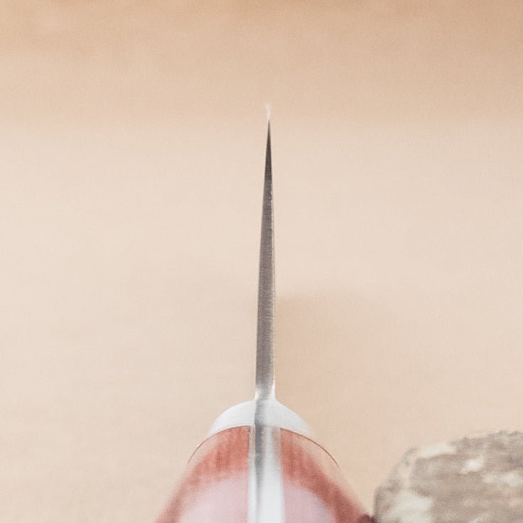 180mm Tsunehisa Nickel Damascus AUS10 Santoku Yo Handle choil - District Cutlery