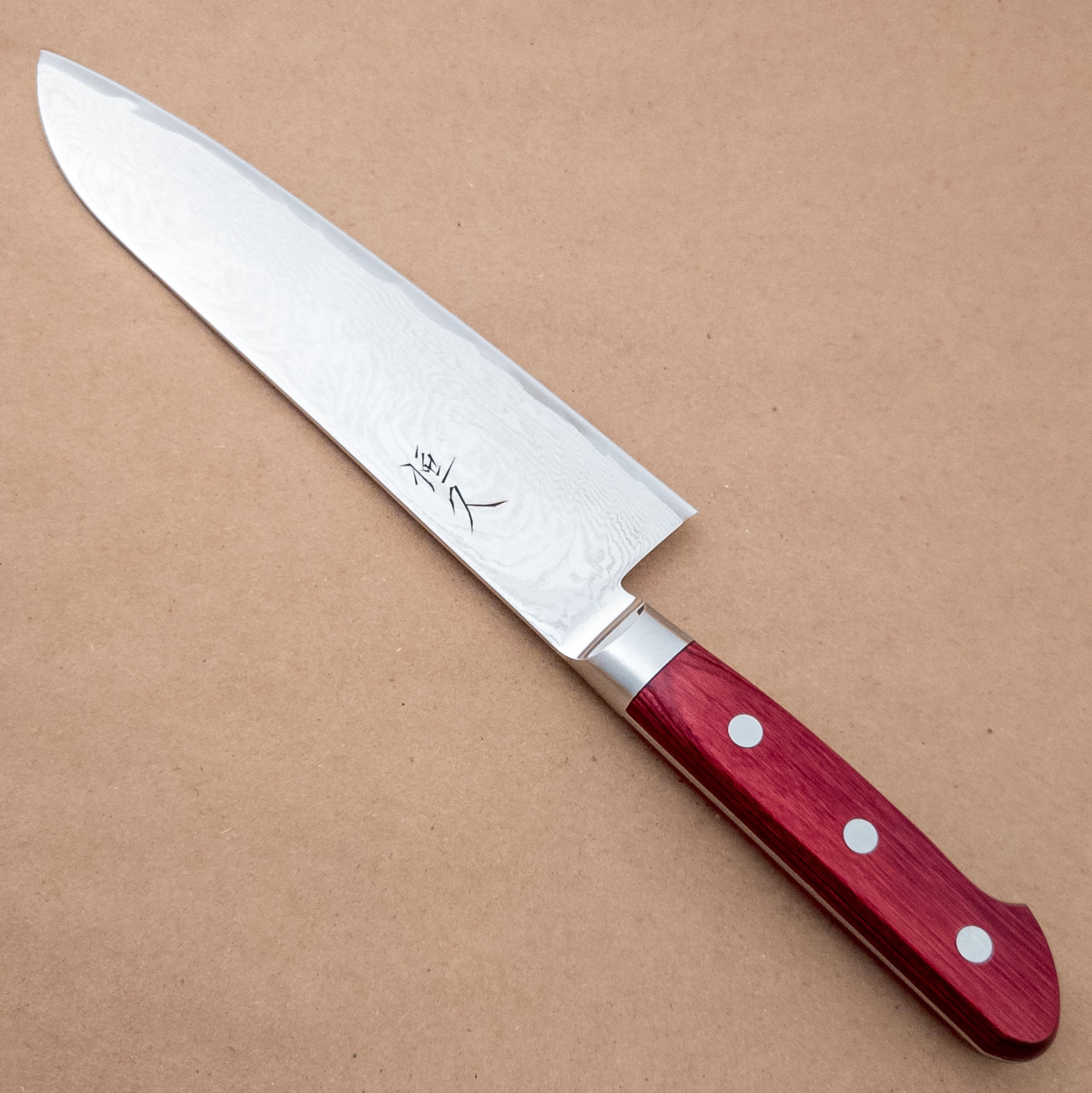 180mm Tsunehisa Nickel Damascus AUS10 Santoku Yo Handle right side - District Cutlery
