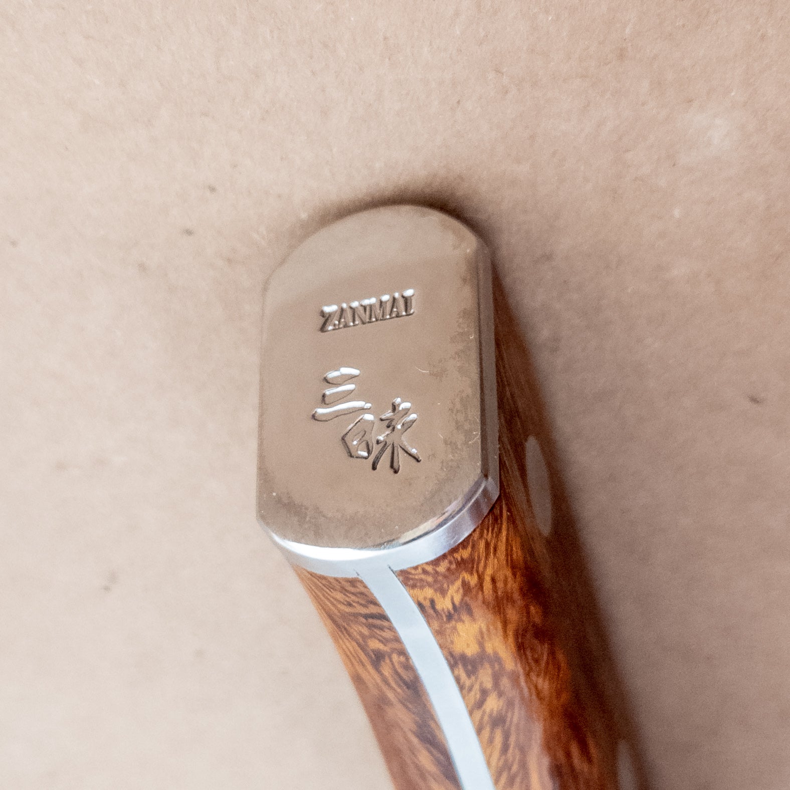 210mm MCUSTA ZANMAI Premium VG10 Damascus Gyuto Ironwood Yo Handle cap - District Cutlery