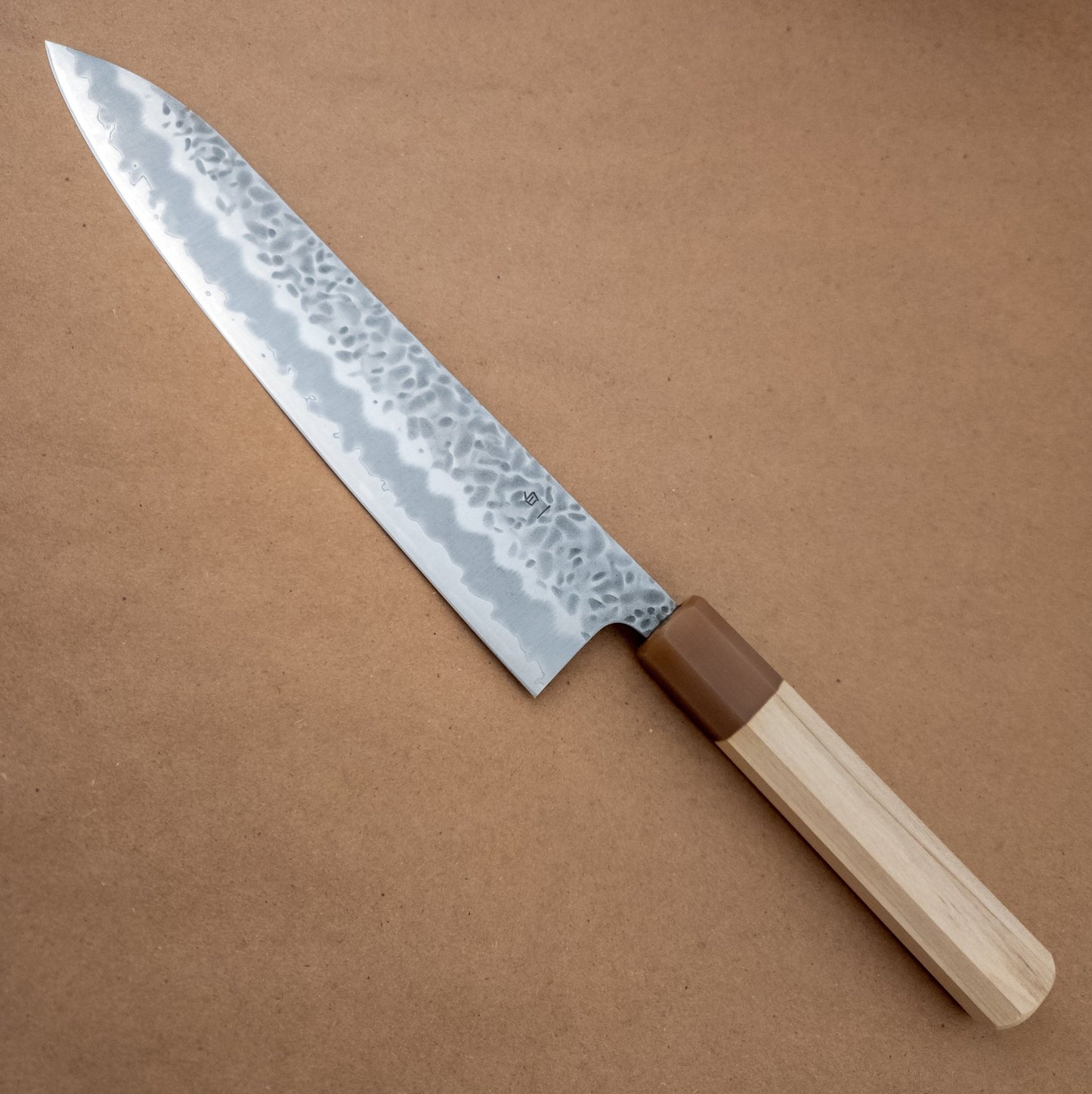 240mm Tsunehisa Shirogami Hammered Wa Gyuto left side- District Cutlery