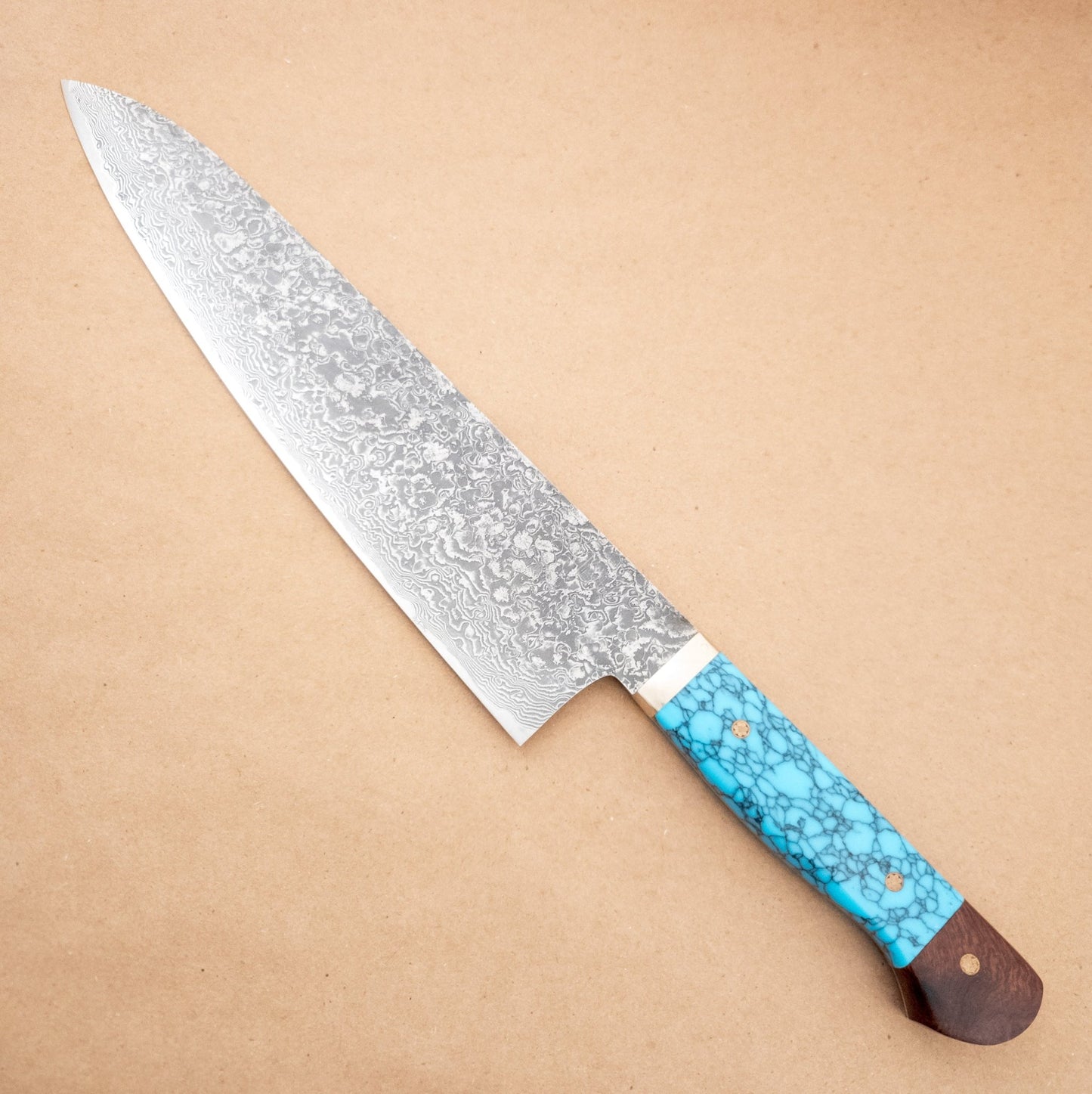 270mm Hiro Nickel Damascus SG2 Gyuto Yo Handle left side - District Cutlery