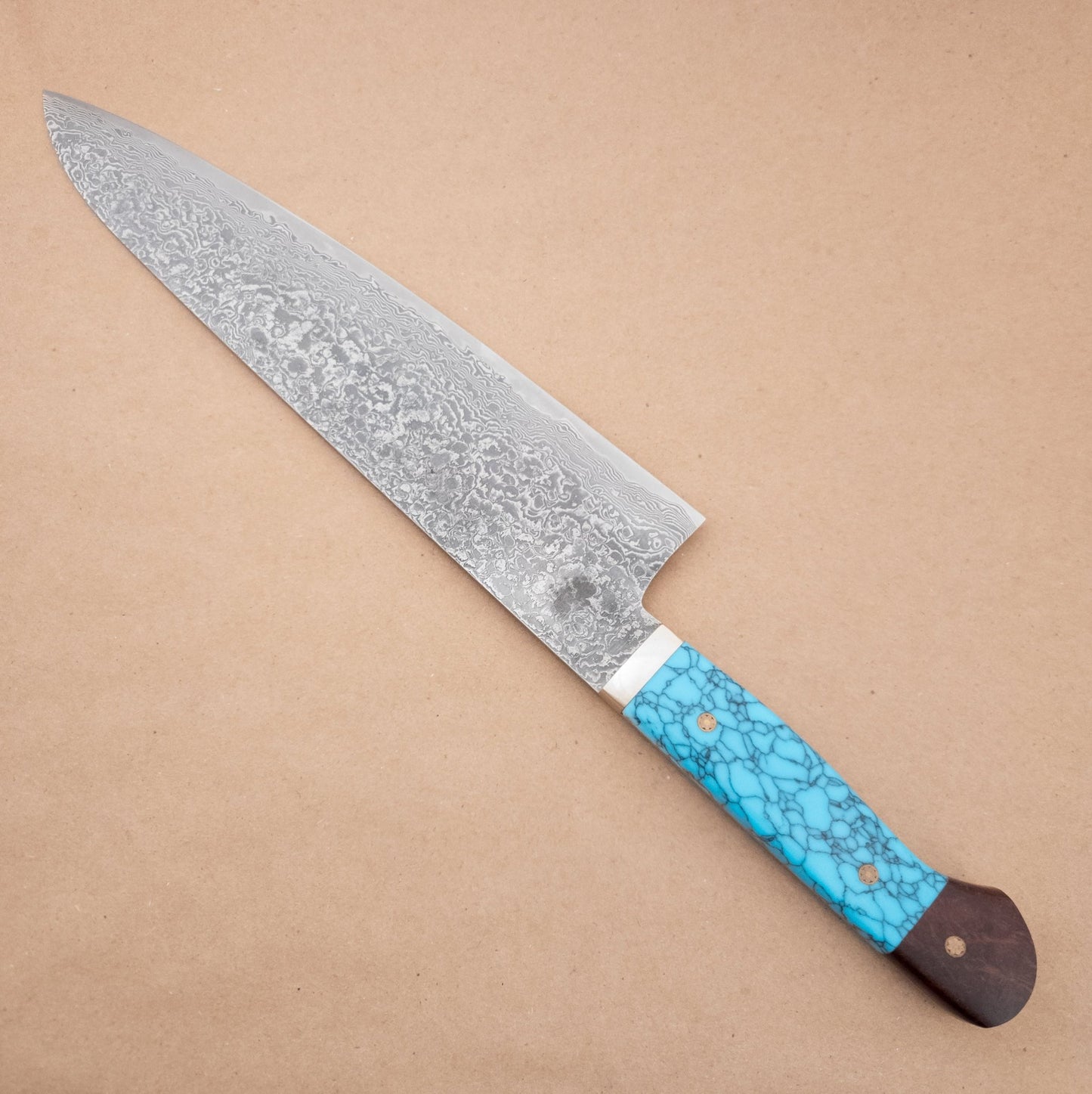 270mm Hiro Nickel Damascus SG2 Gyuto Yo Handle right side - District Cutlery