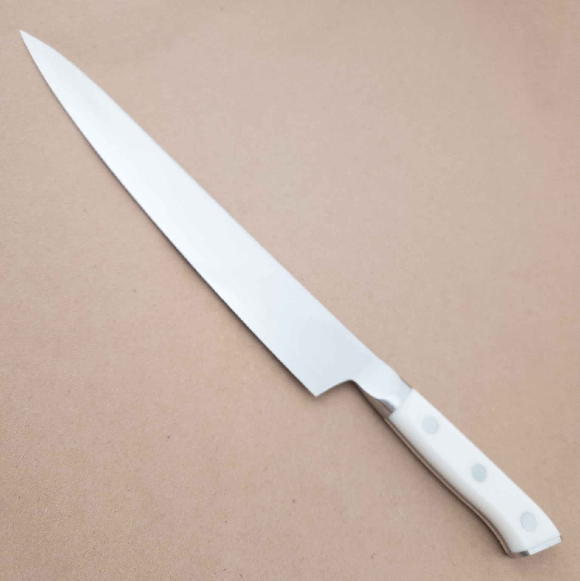 270mm MCUSTA ZANMAI Classic VG10 Sujihiki Corian Yo Handle left side - District Cutlery
