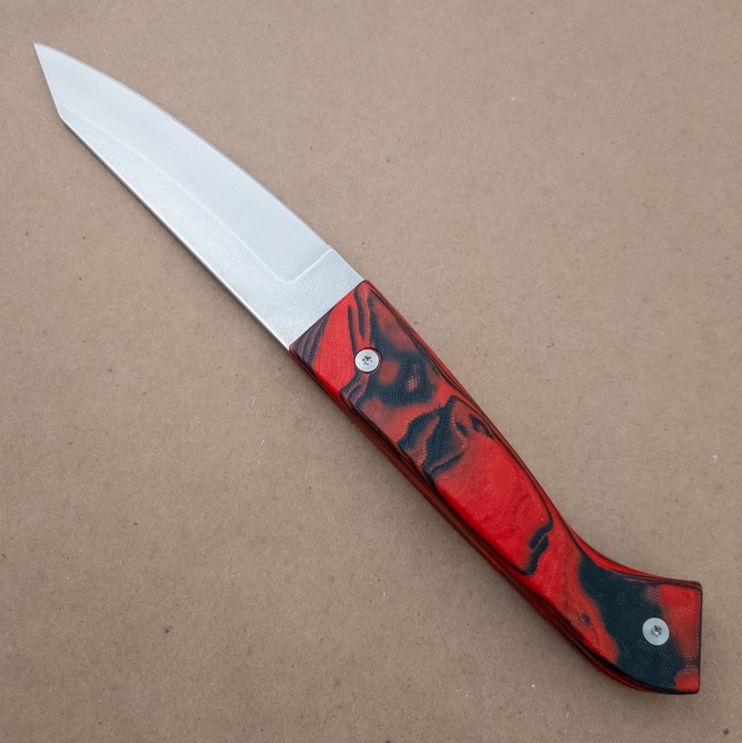 6" Town Cutler Culinary 2.0 Hankotsu - Red and Black Burl G - 10 Handle right side - District Cutlery