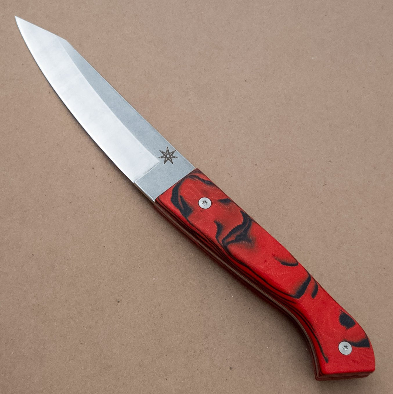 6" Town Cutler Culinary 2.0 Hankotsu - Red and Black Burl G - 10 Handle left side - District Cutlery