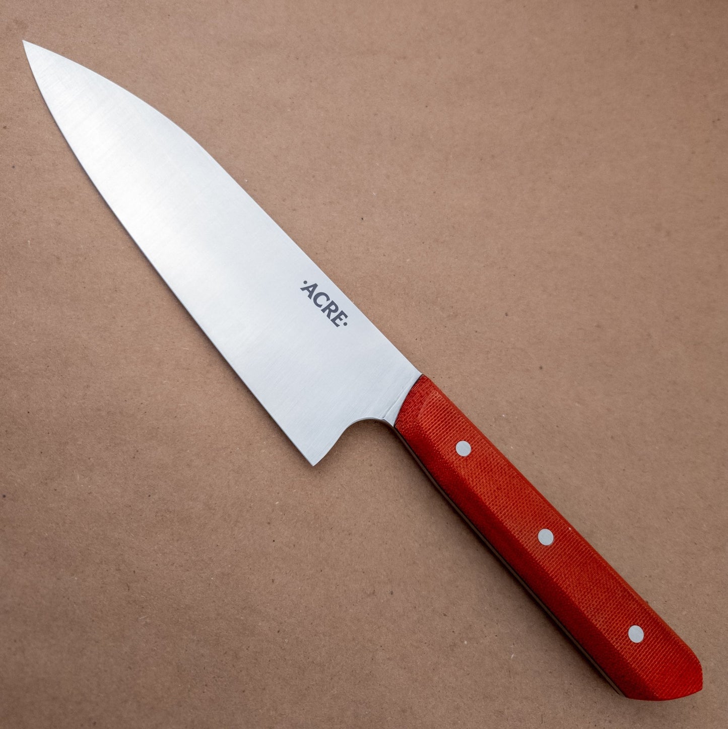 7.25" Acre Forge Macrum Chef - Burnt Orange left side - District Cutlery