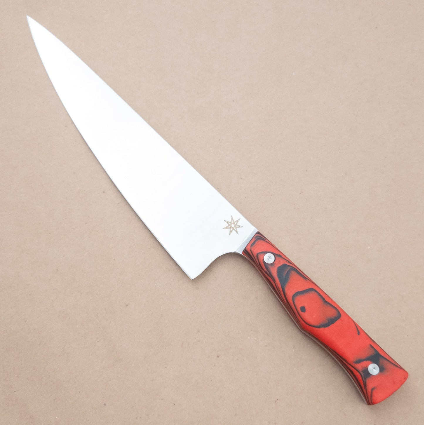 8.5" Town Cutler Culinary 2.0 Chef Red and Black Burl G - 10 Handle left side - District Cutlery