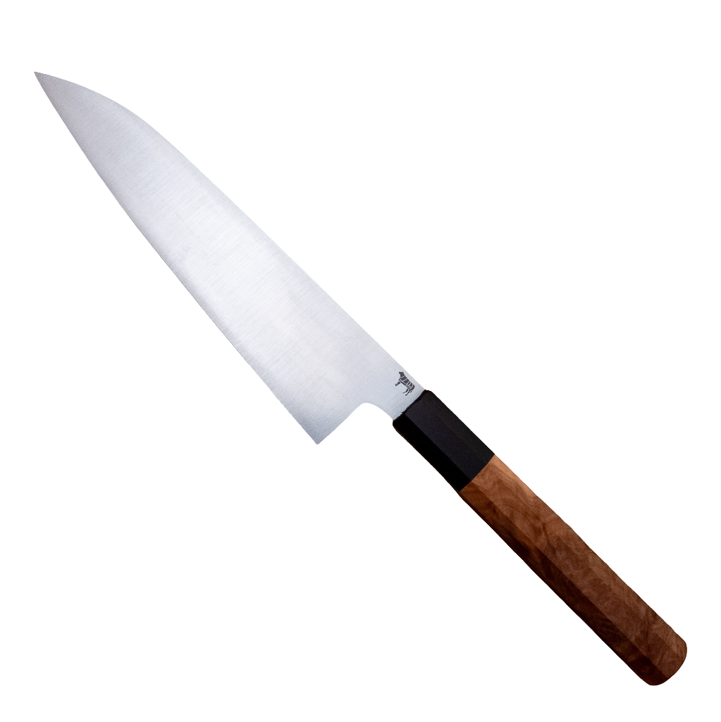210mm Rowland Cutlery W2 Gyuto Yellowbox Burl Wa Handle