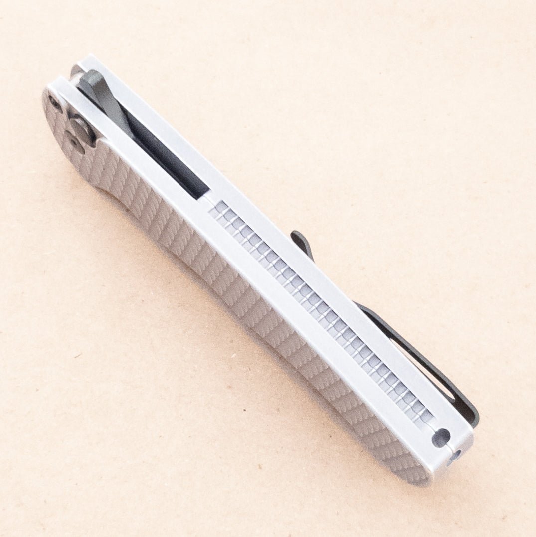 PRO - TECH Malibu Magnacut Grey Dragon Scale Reverse Tanto 5436BW bottom - District Cutlery