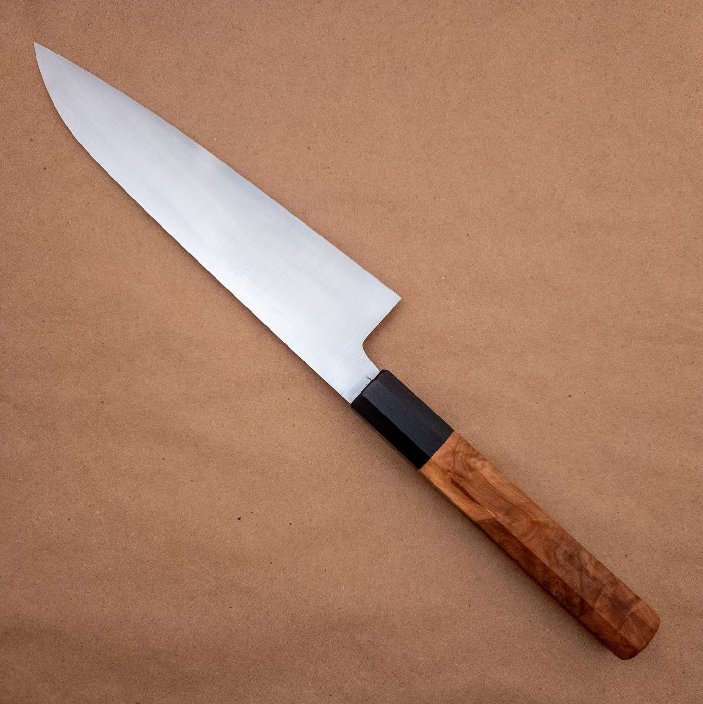 210mm Rowland Cutlery W2 Gyuto Yellowbox Burl Wa Handle