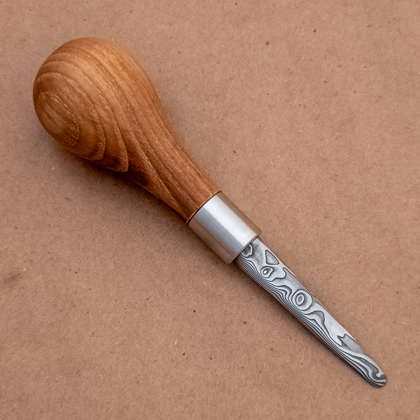 Monolith Knives Damascus Oyster Shucker Locust Wood