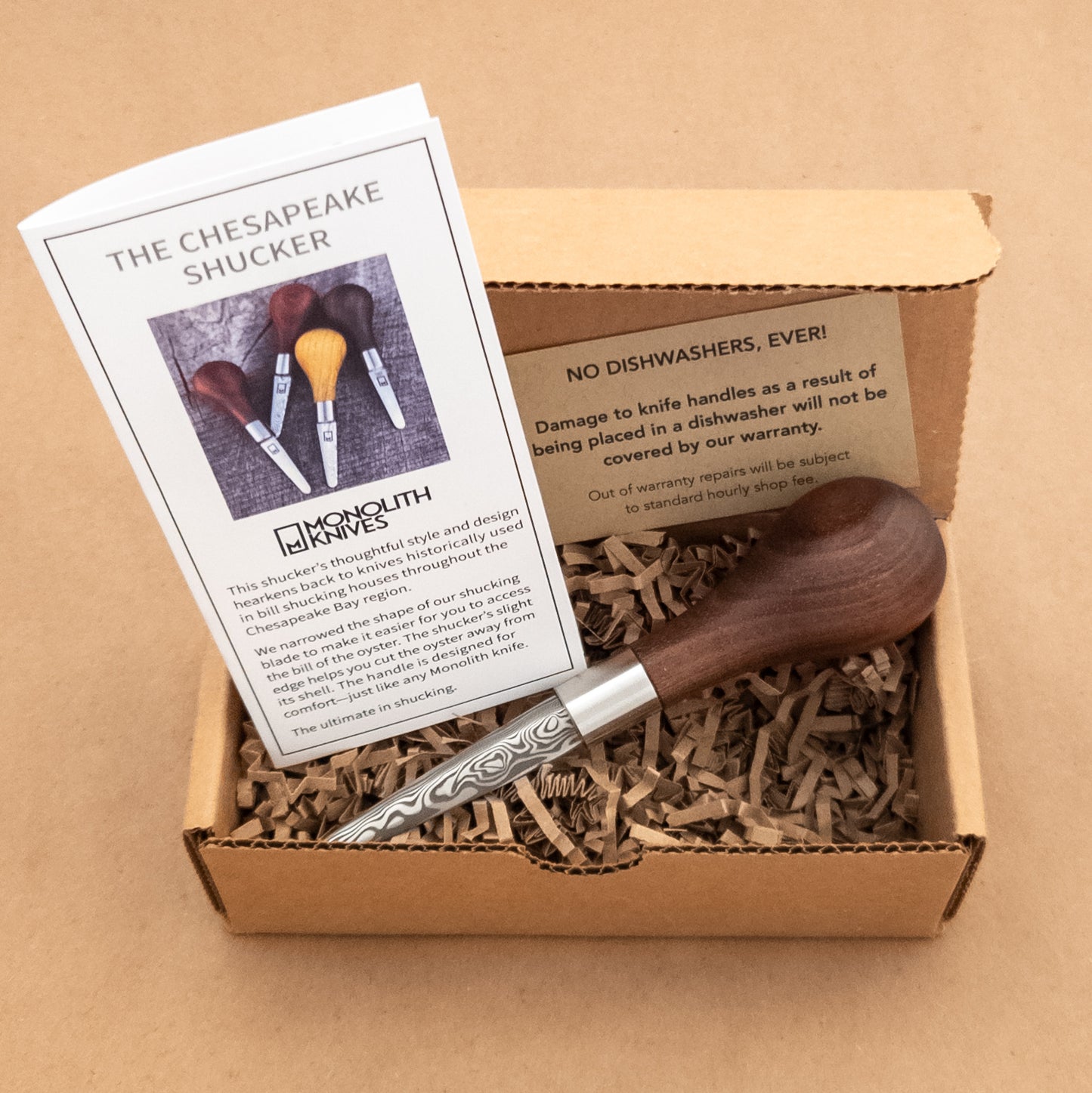 Monolith Knives Damascus Oyster Shucker Walnut