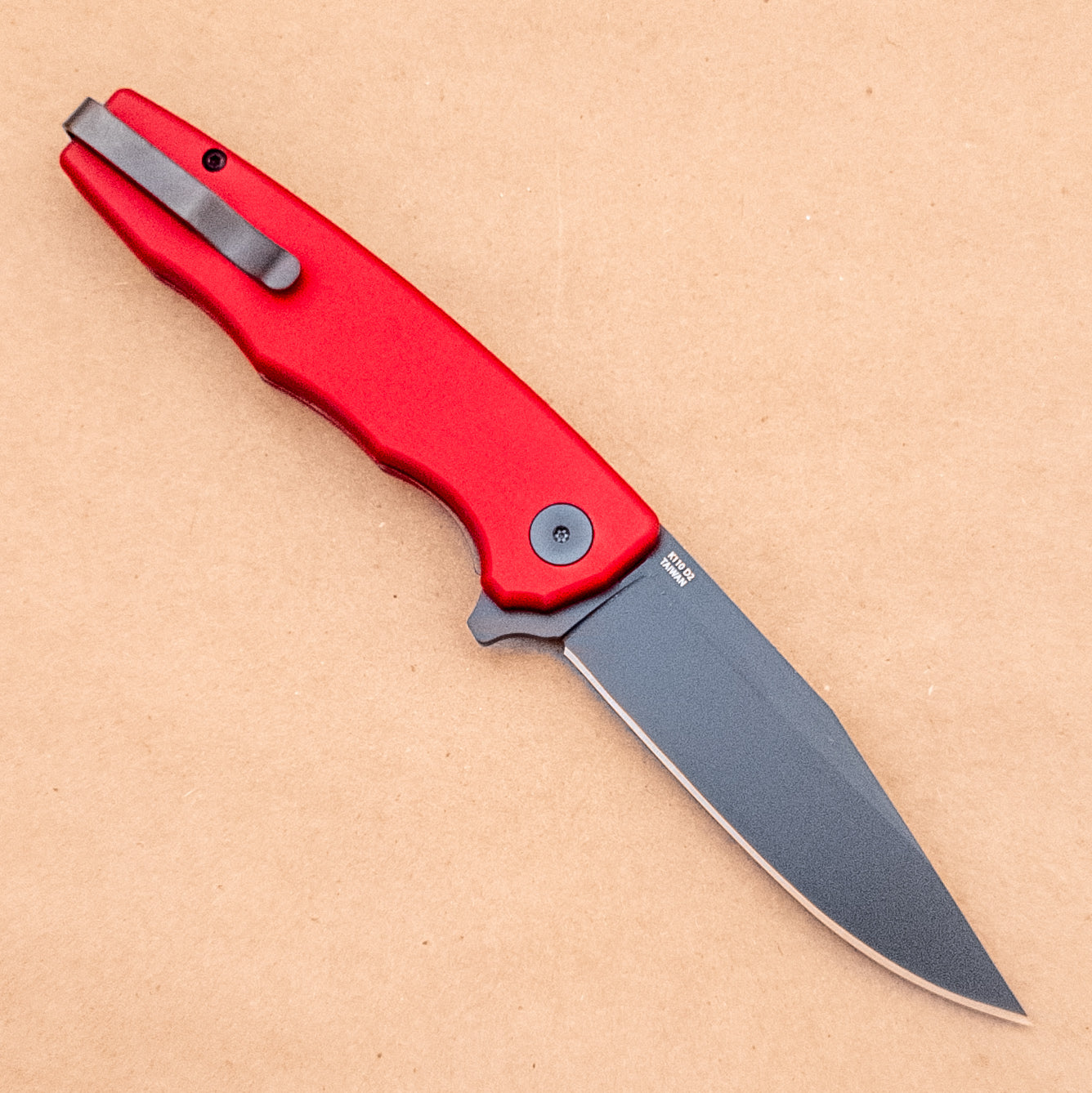 3.5" Ocaso Strategy D2 Red Aluminum Black PVD Flipper