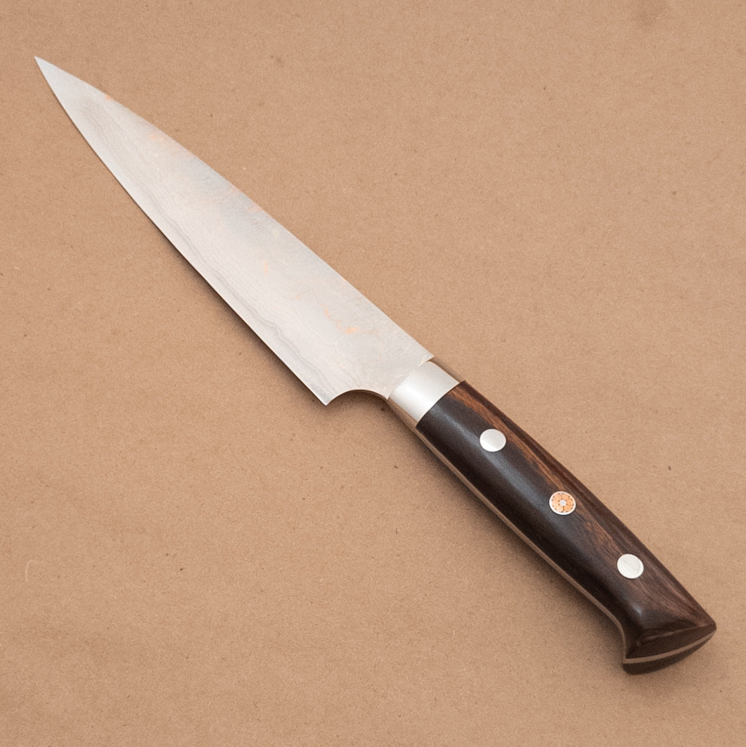 150mm Saji Aogami Rainbow Damascus Petty Utility Ironwood