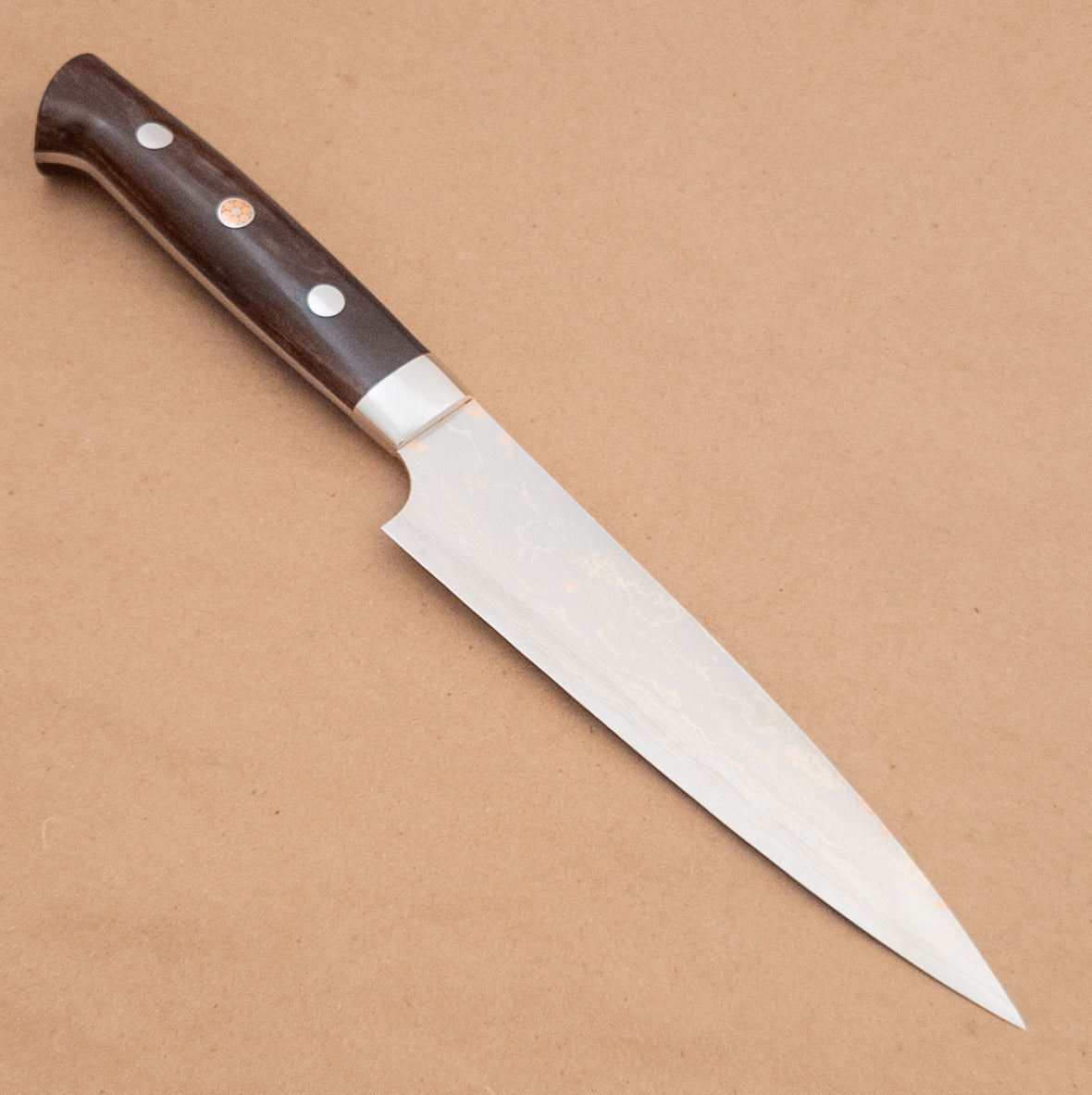 150mm Saji Aogami Rainbow Damascus Petty Utility Ironwood