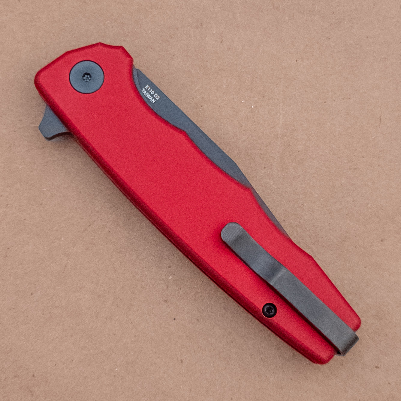 3.5" Ocaso Strategy D2 Red Aluminum Black PVD Flipper