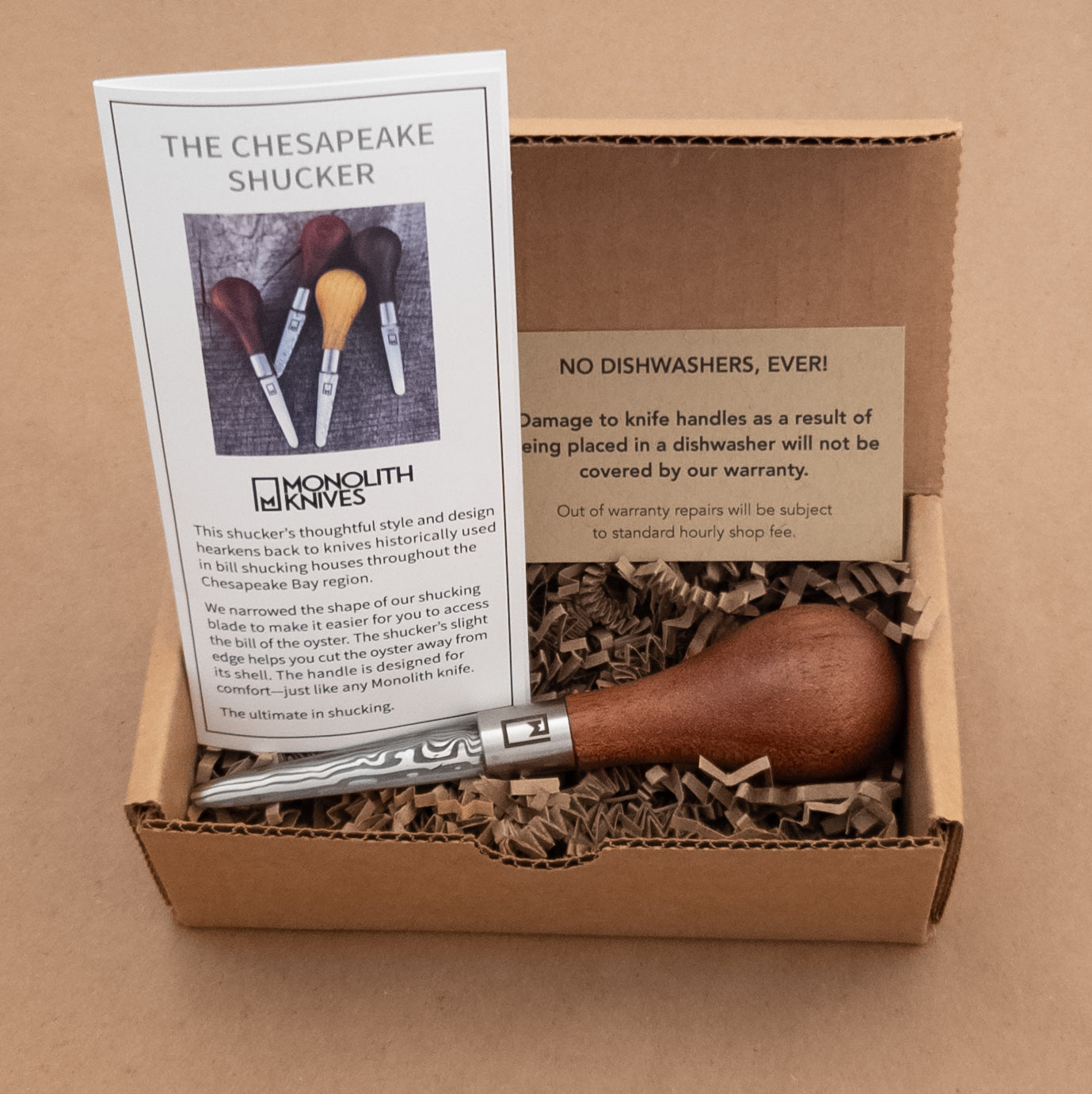 Monolith Knives Damascus Oyster Shucker Cherry