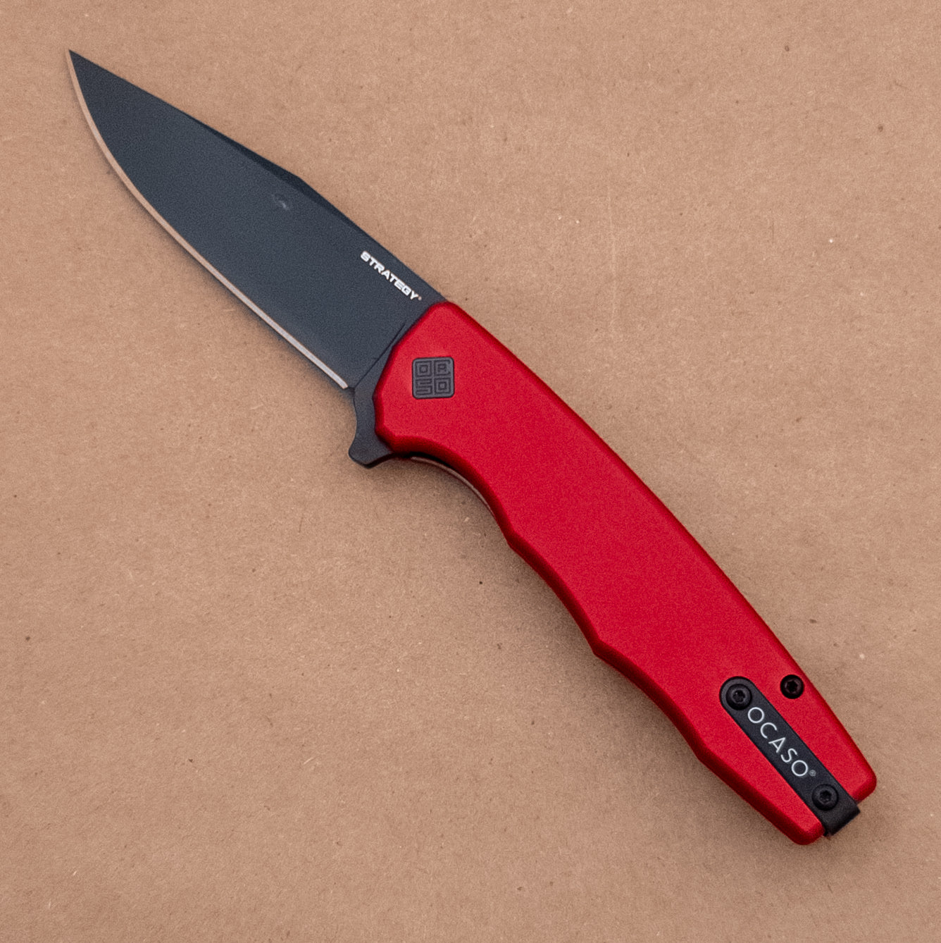 3.5" Ocaso Strategy D2 Red Aluminum Black PVD Flipper
