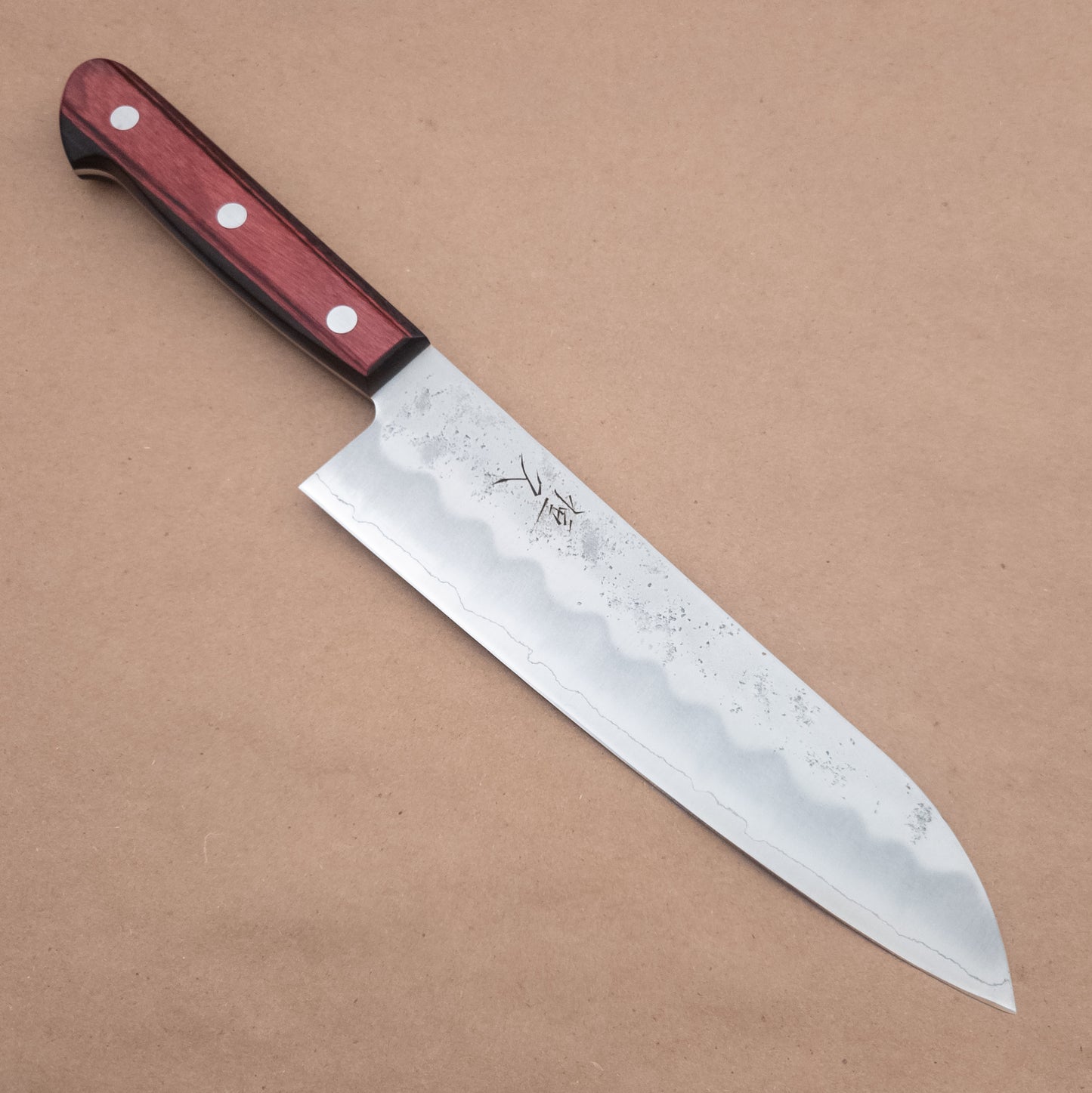180mm Tsunehisa Ginsan Nishiji Santoku Red or Brown