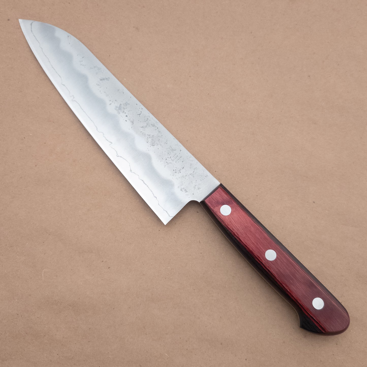 180mm Tsunehisa Ginsan Nishiji Santoku Red or Brown