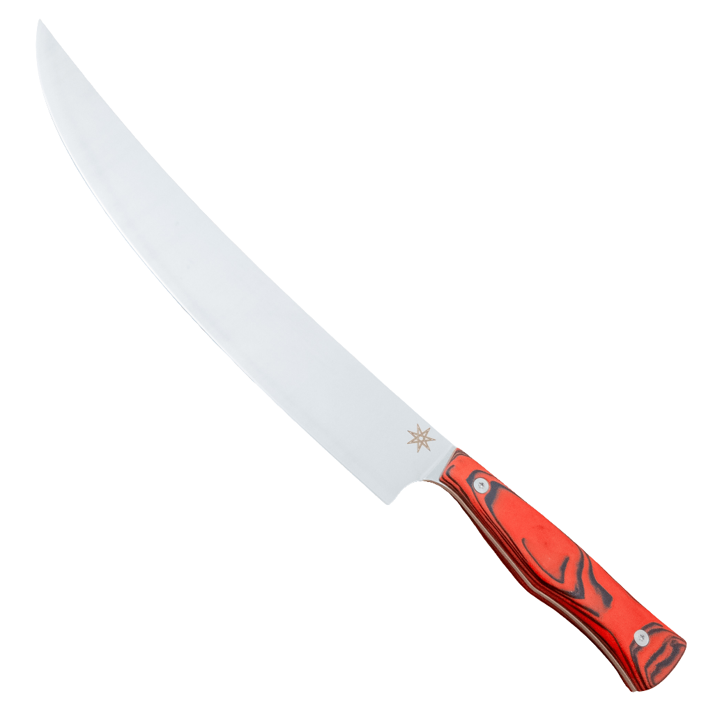 11" Town Cutler Culinary 2.0 Scimitar Red and Black Burl G - 10 Handle - District Cutlery