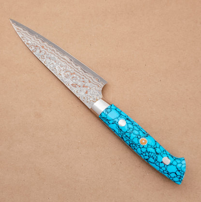 130mm Saji Rainbow VG10 Petty Utility Turquoise Yo Handle - District Cutlery