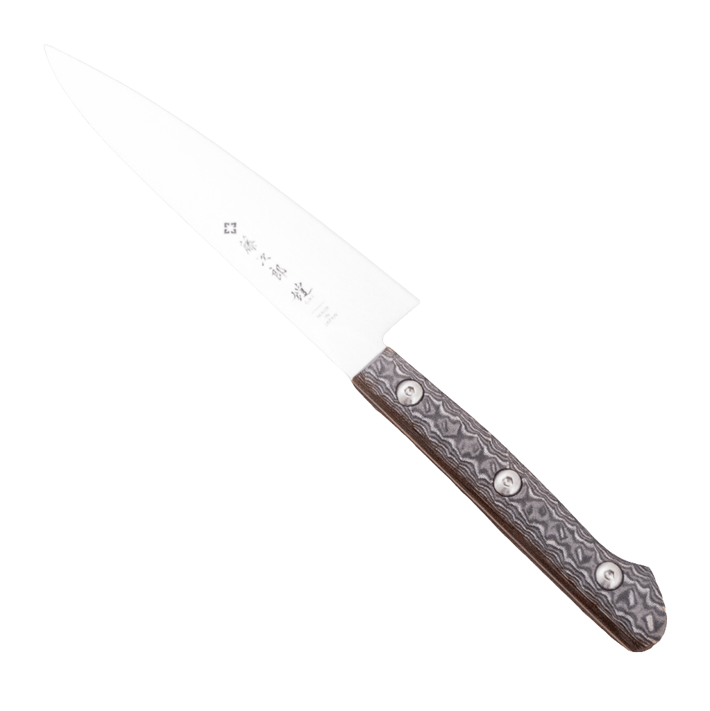 135mm Tojiro Gai VG10 Damascus Petty Utility Yo Handle white background - District Cutlery