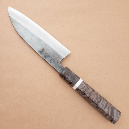 165mm Hatsukokoro Kurosagi AS Wa Santoku Stabilized Birch right side - District Cutlery