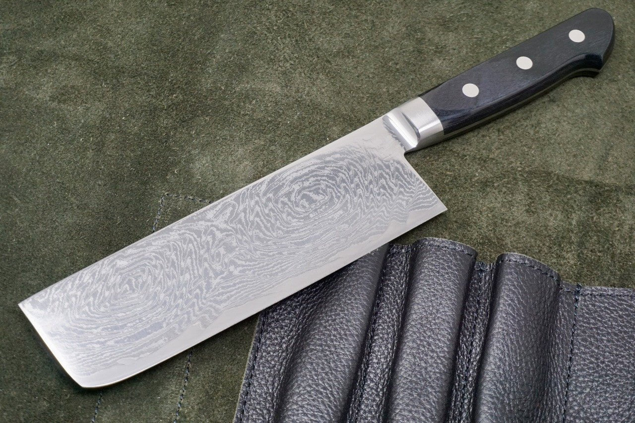 165mm Tsunehisa Nickel Damascus Nakiri Yo Handle - District Cutlery