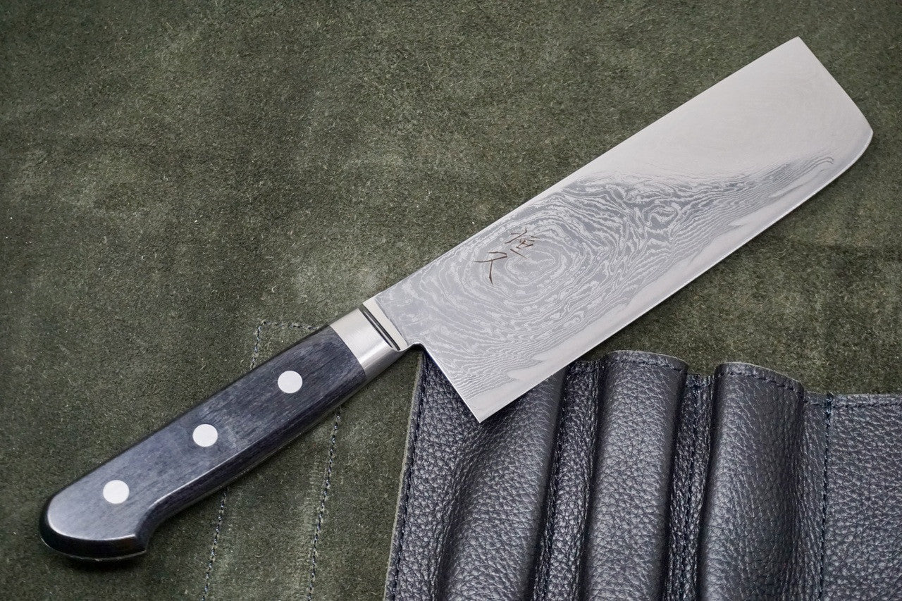 165mm Tsunehisa Nickel Damascus Nakiri Yo Handle - District Cutlery