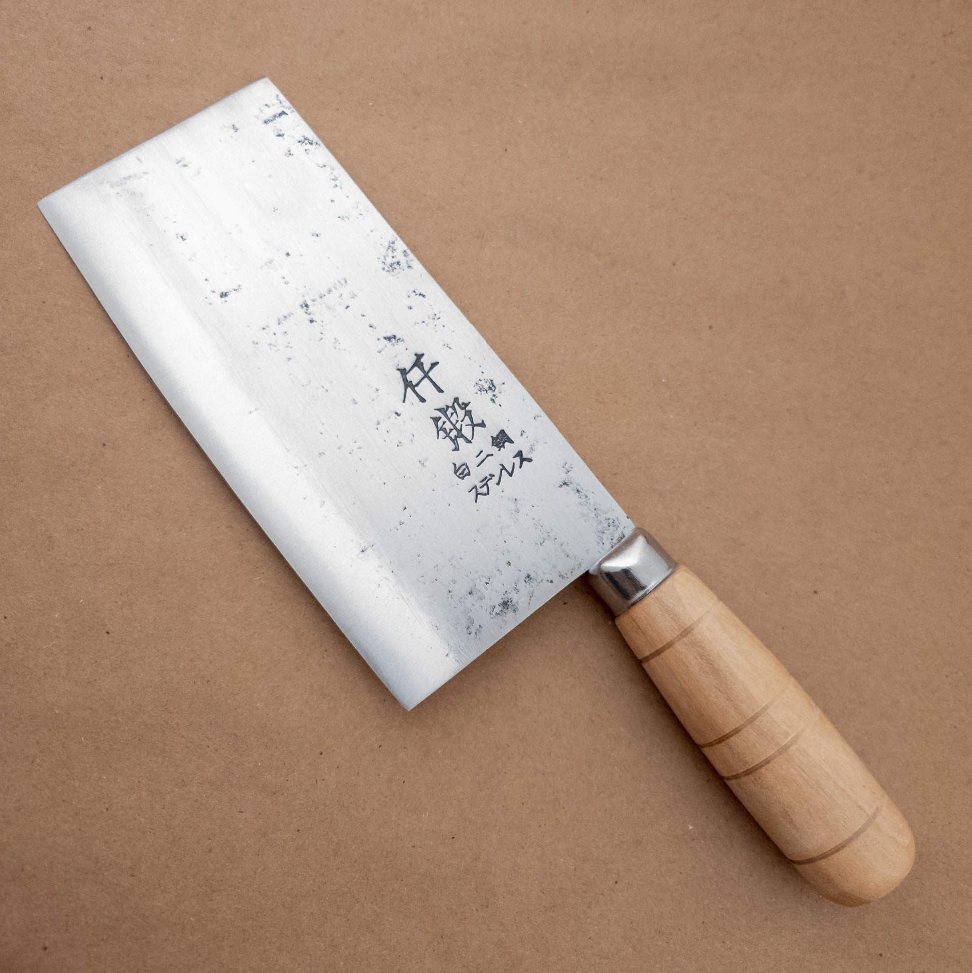 170mm Hatsukokoro Sentan Shirogami Chinese Cleaver left  side - District Cutlery