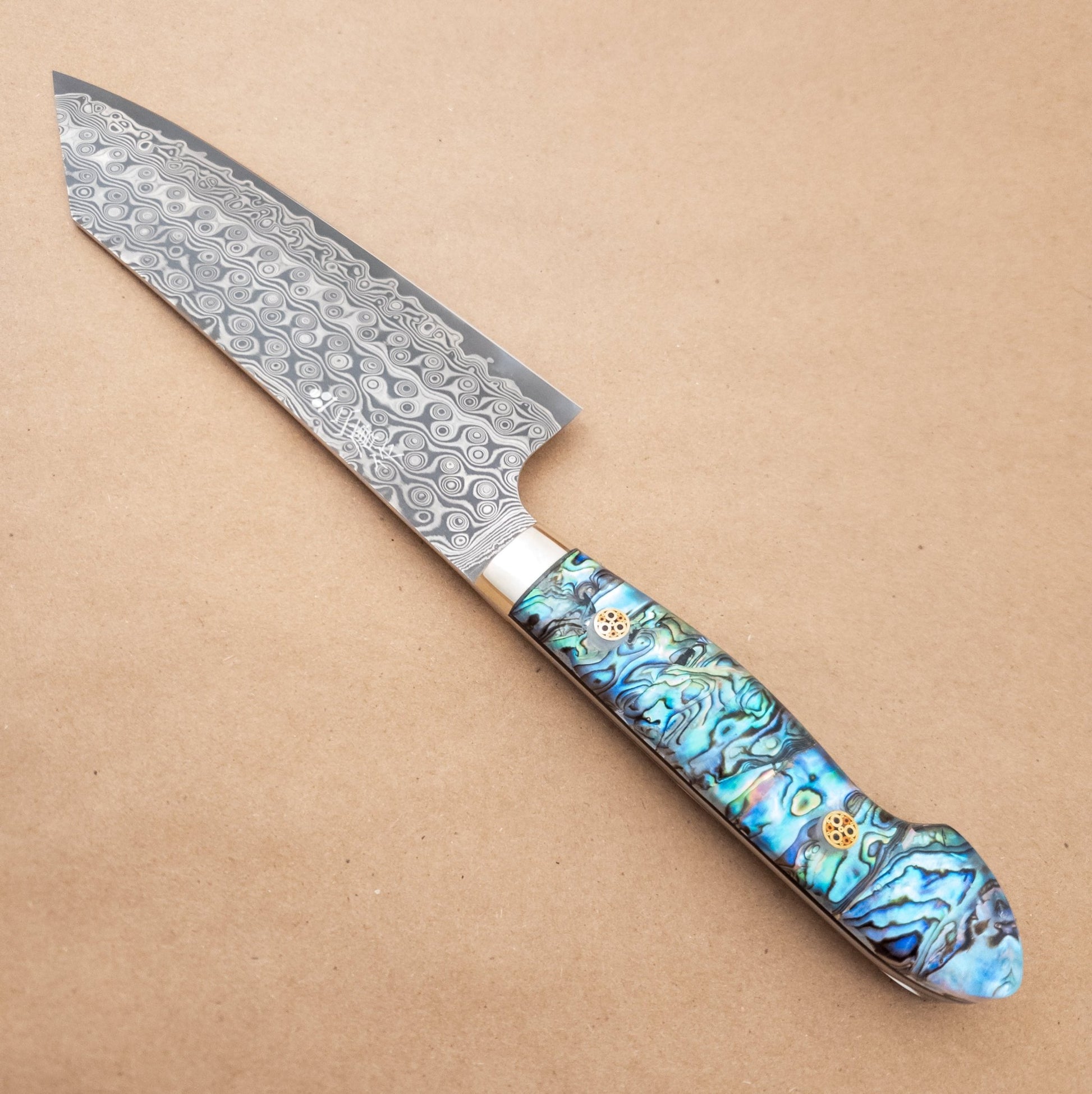 180mm Nigara SG2 Anmon Damascus Bunka Abalone Yo Handle right side - District Cutlery