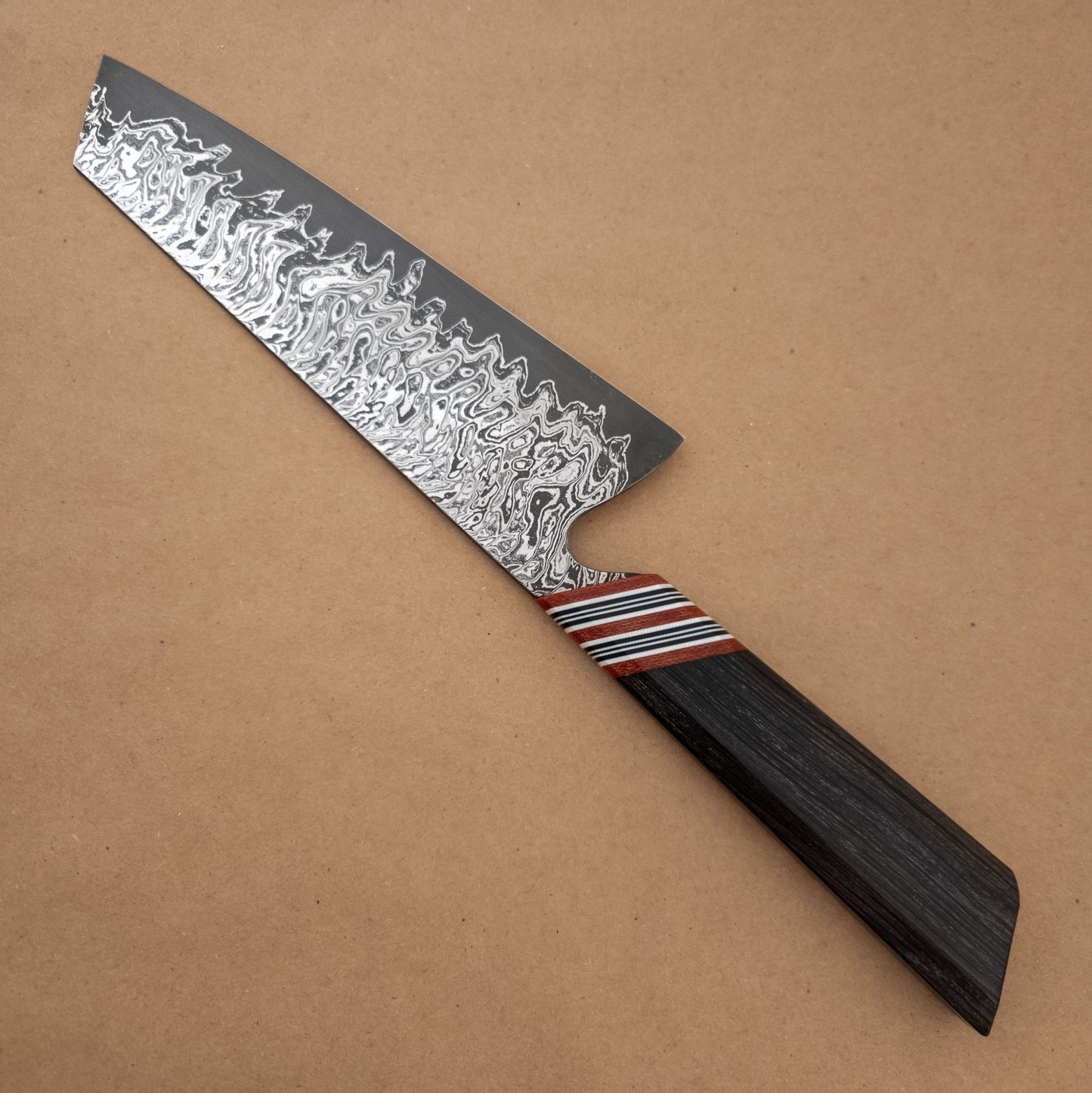 180mm Tre' Hill AO2 Double Nickel Damascus Wa Bunka - District Cutlery