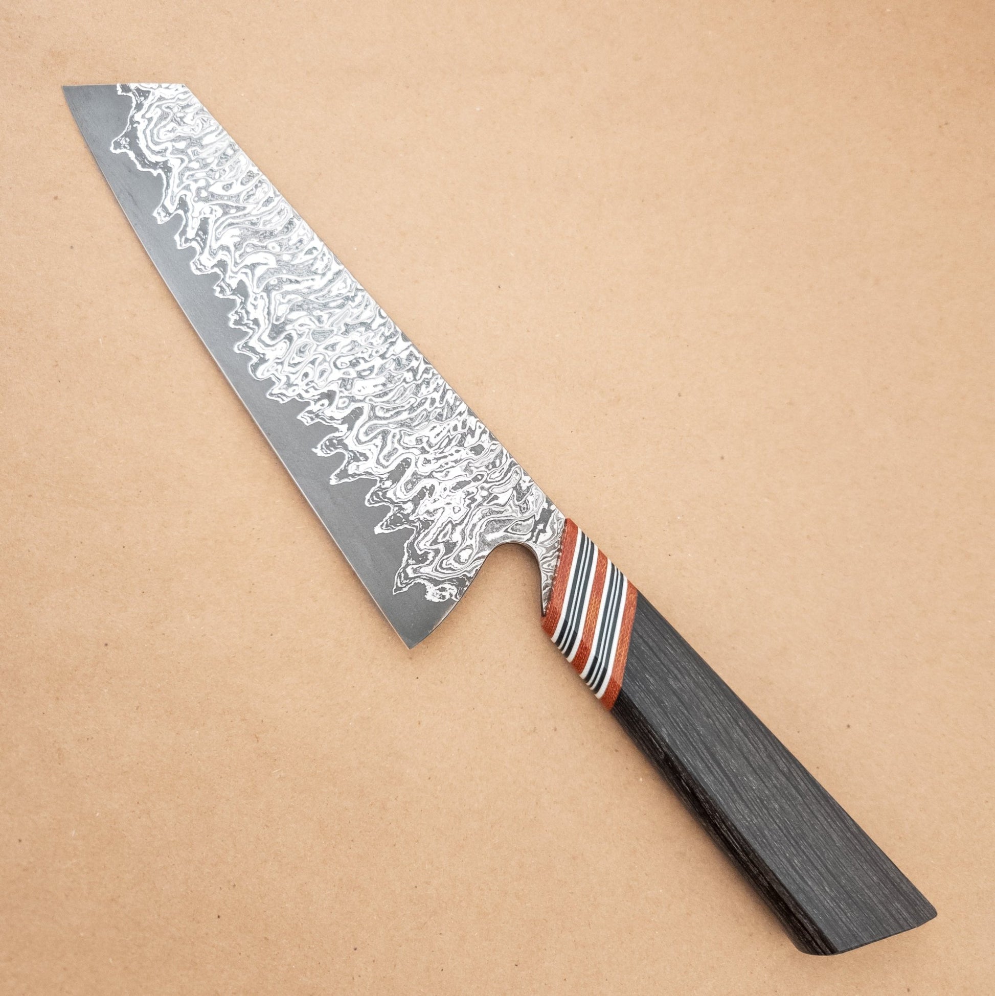 180mm Tre' Hill AO2 Double Nickel Damascus Wa Bunka - District Cutlery