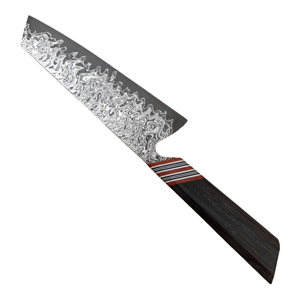 180mm Tre' Hill AO2 Double Nickel Damascus Wa Bunka - District Cutlery