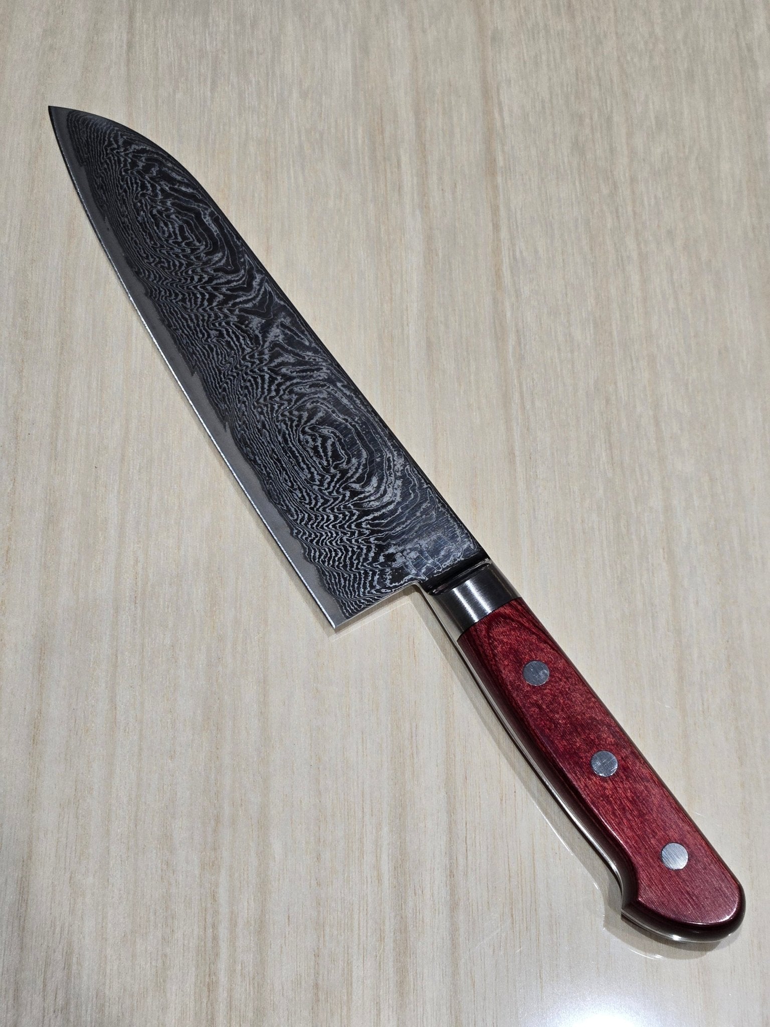 180mm Tsunehisa Nickel Damascus Santoku Yo Handle - District Cutlery