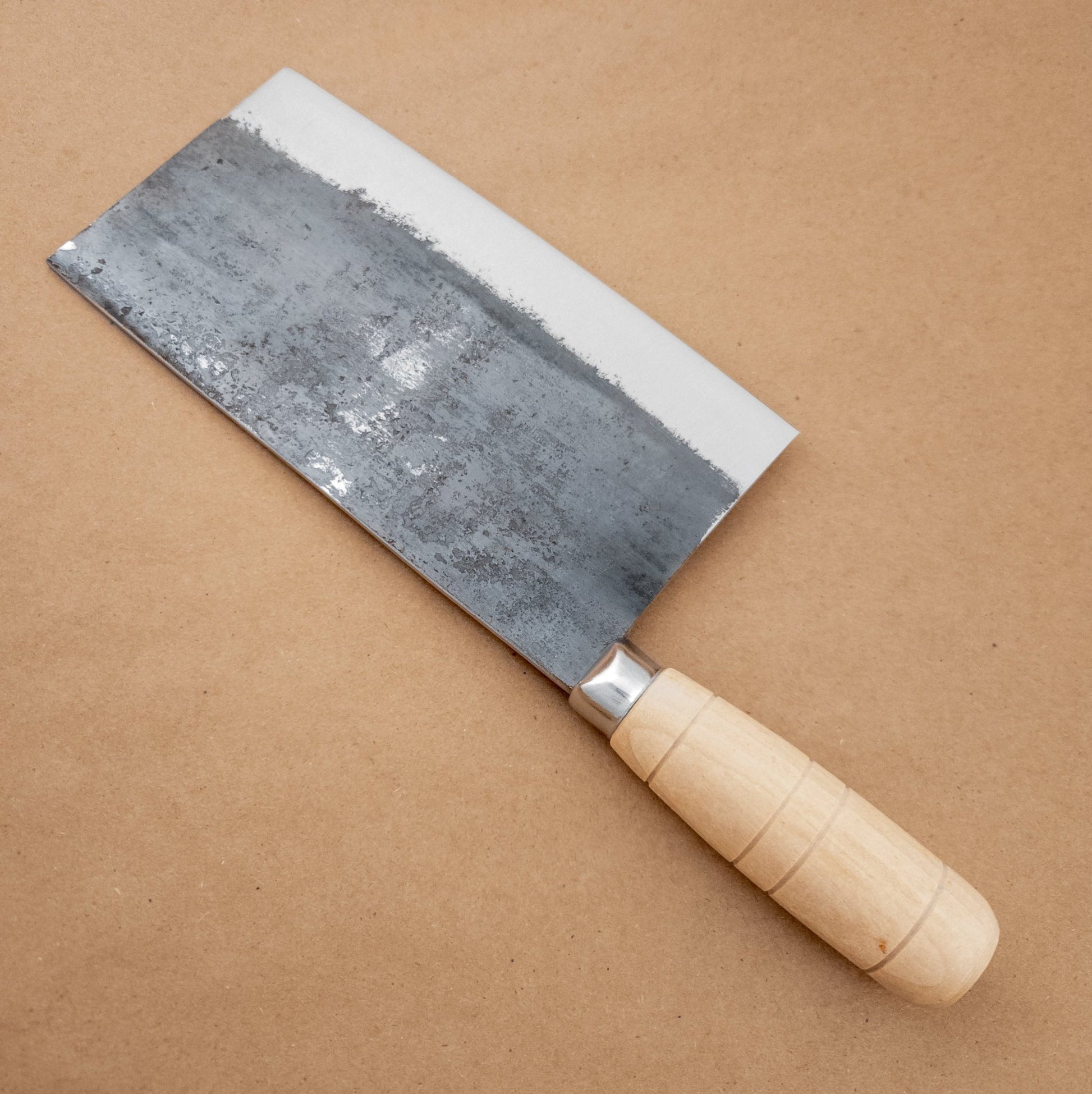 200mm Hatsukokoro Sentan Shirogami Kurouchi Chinese Cleaver right side - District Cutlery