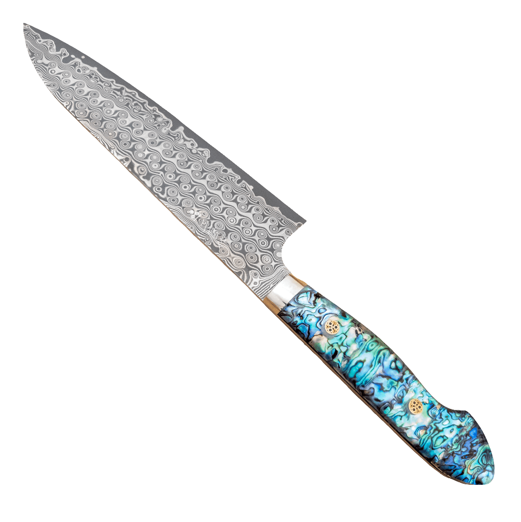 210mm Nigara SG2 Anmon Damascus Gyuto Abalone Yo Handle - District Cutlery