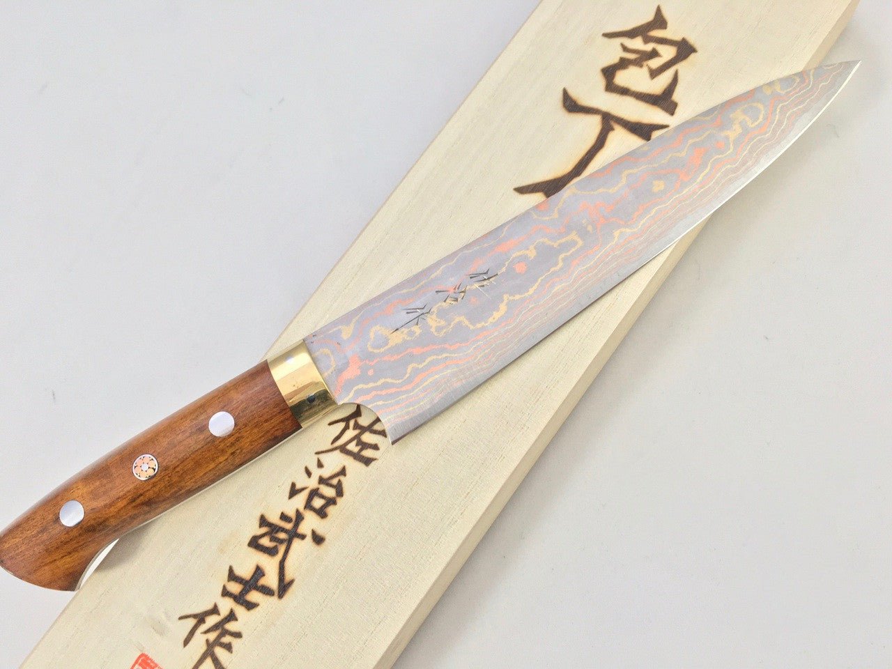 210mm Takeshi Saji Aogami Rainbow Damascus Gyuto Yo Handle - District Cutlery