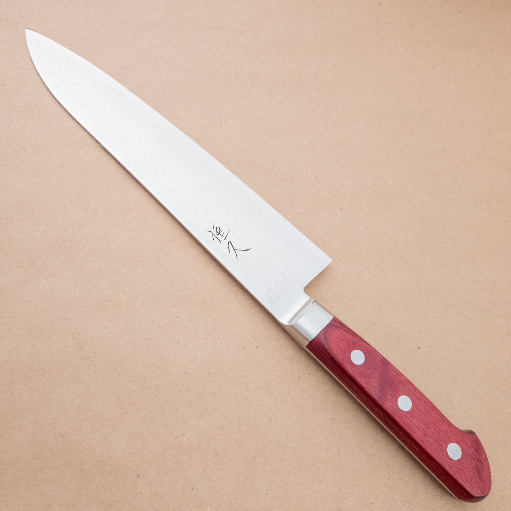 210mm Tsunehisa Damascus VG10 Gyuto Red Yo Handle right side - District Cutlery