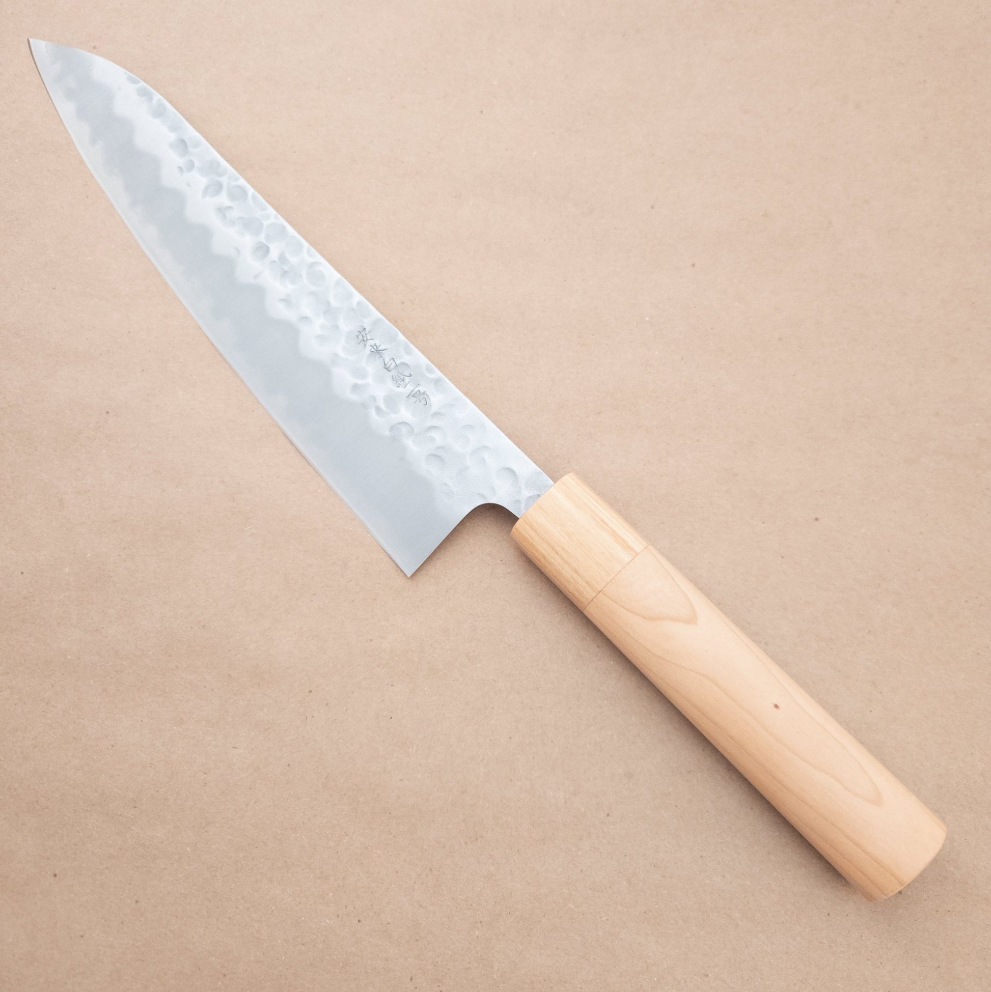210mm Tsunehisa Shirogami Tsuchime Wa Gyuto left side- District Cutlery